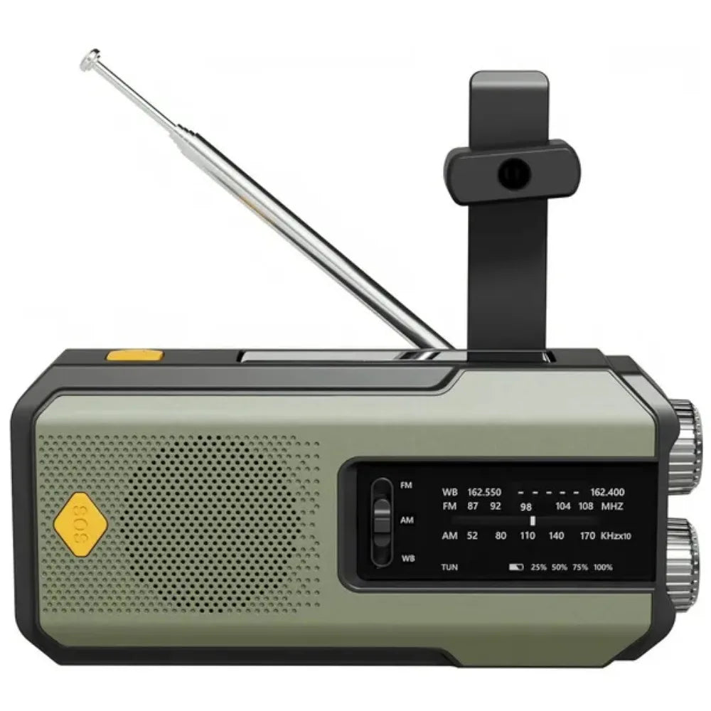 Radio de Emergencia Multifuncional - Luz, Radio y Cargador USB